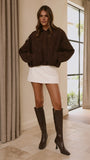 Leela Bomber Jacket Brown Suede