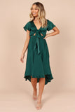 Amanda Hi Lo Tie Front Dress Emerald