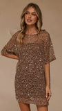 Zanthe Sequin Mini Dress Mocha