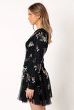 Woodsen Long Sleeve Mini Dress Black Floral