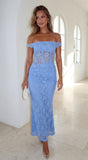 Roselune Lace Off Shoulder Dress Blue