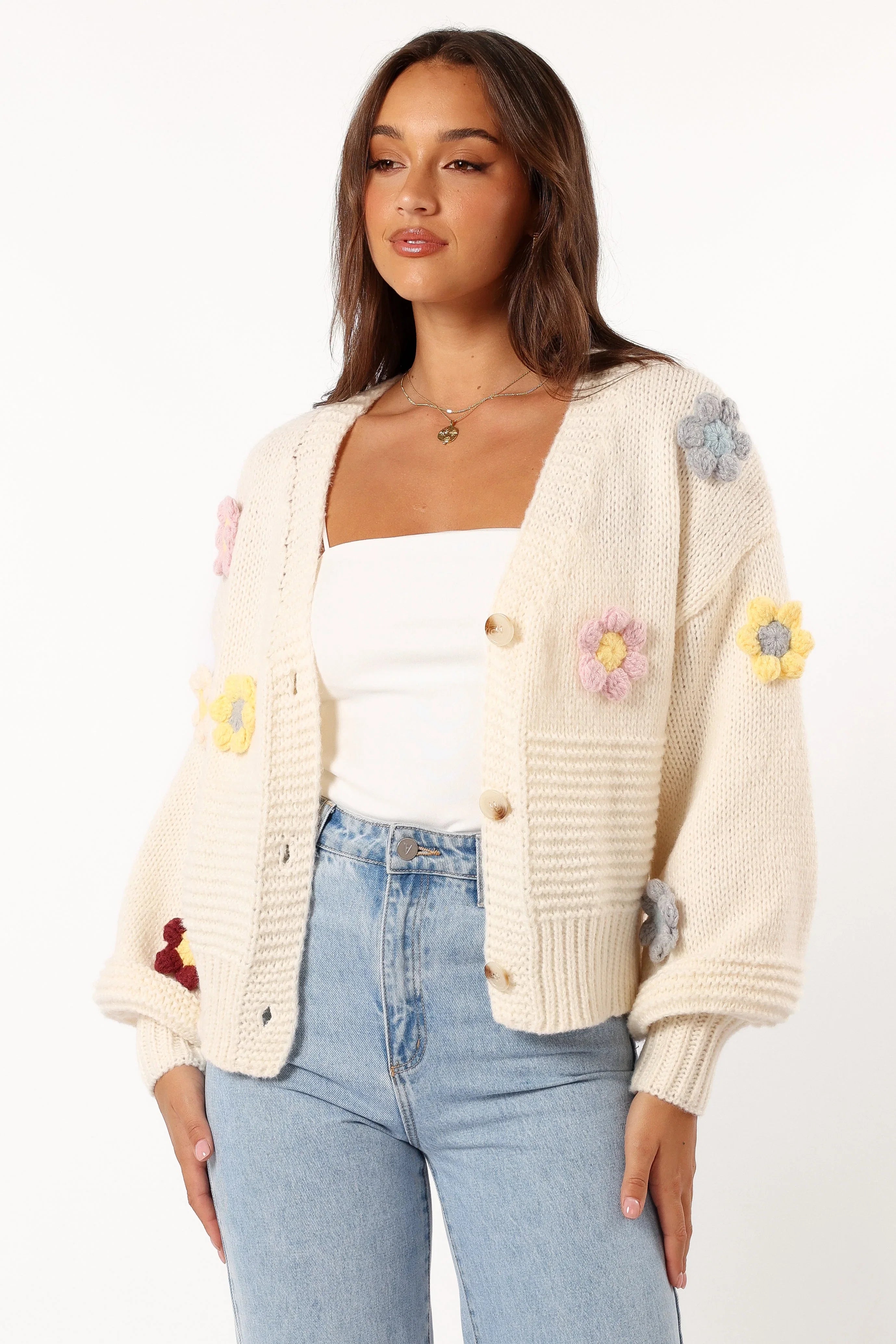Sienna Flower Cardigan Cream