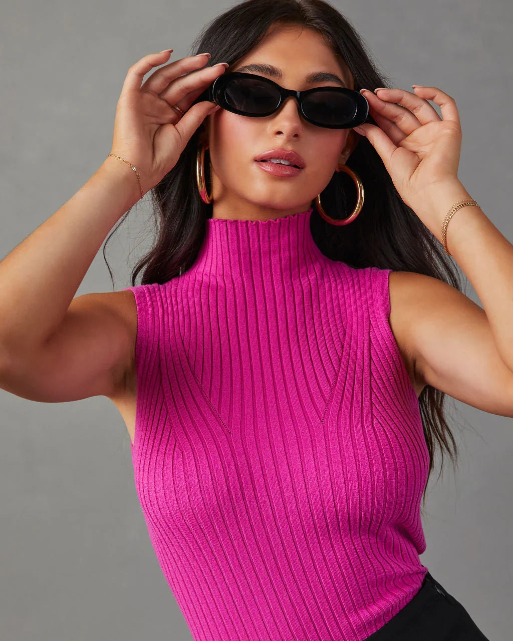 Sheryl Ribbed Mock Neck Sweater Tank