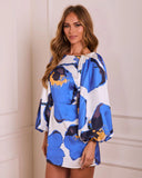Warm Garden Floral Balloon Sleeve Mini Dress