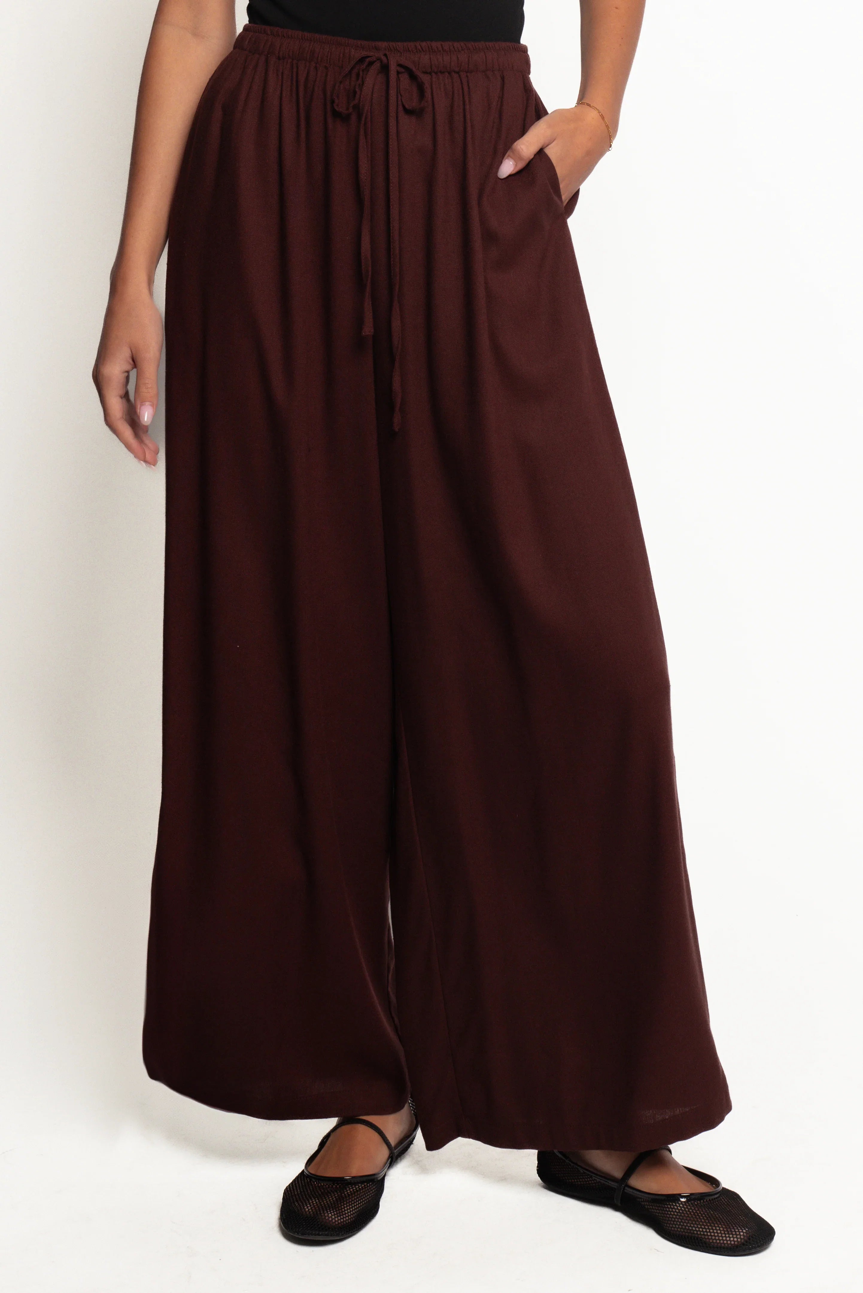 Zane Tie Waist Pant Chocolate