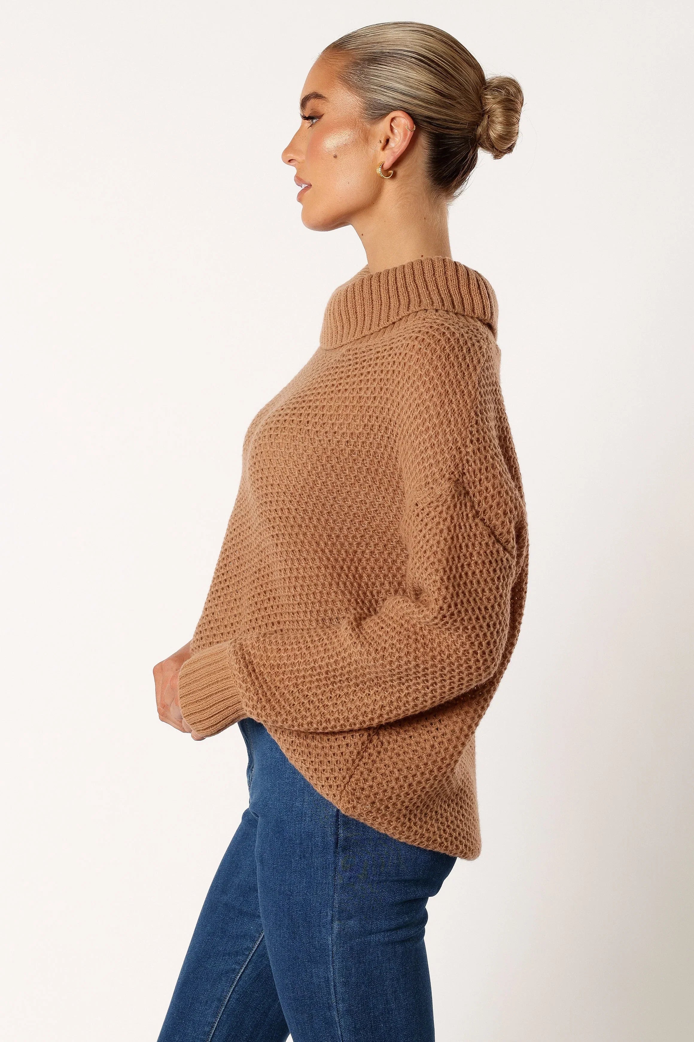Rayne Turtleneck Knit Sweater Beige