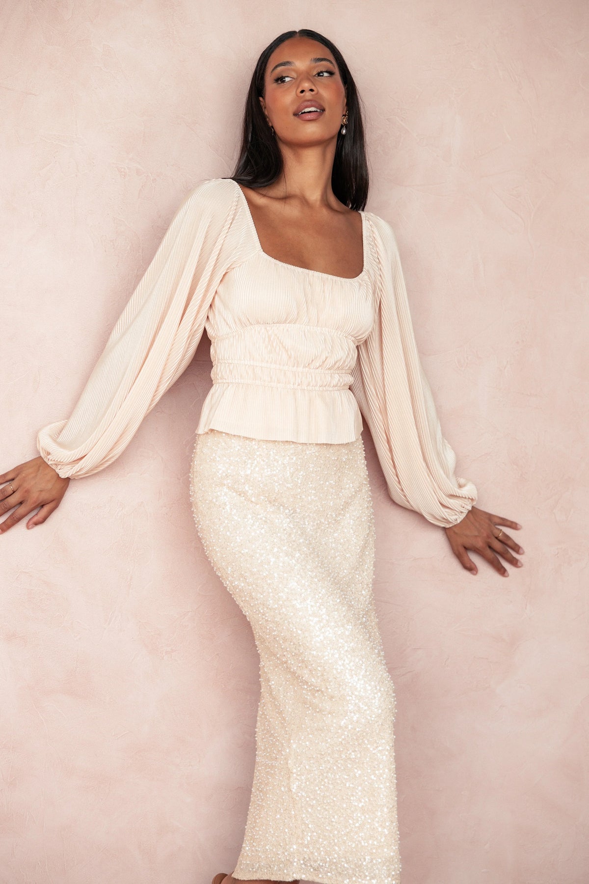 Ceppia Plisse Top Light Peach
