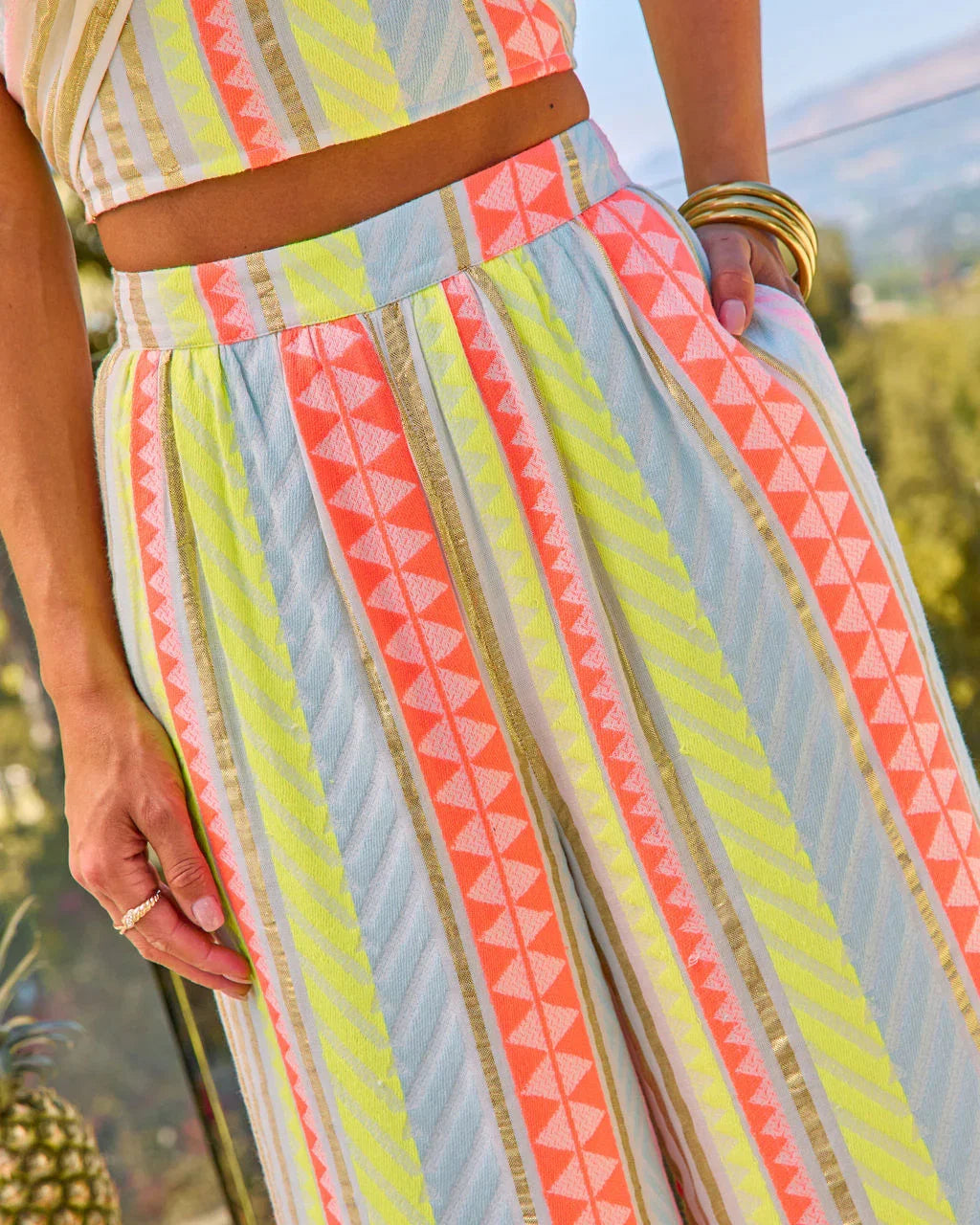 Sun Washed Abstract Wide Leg Pants
