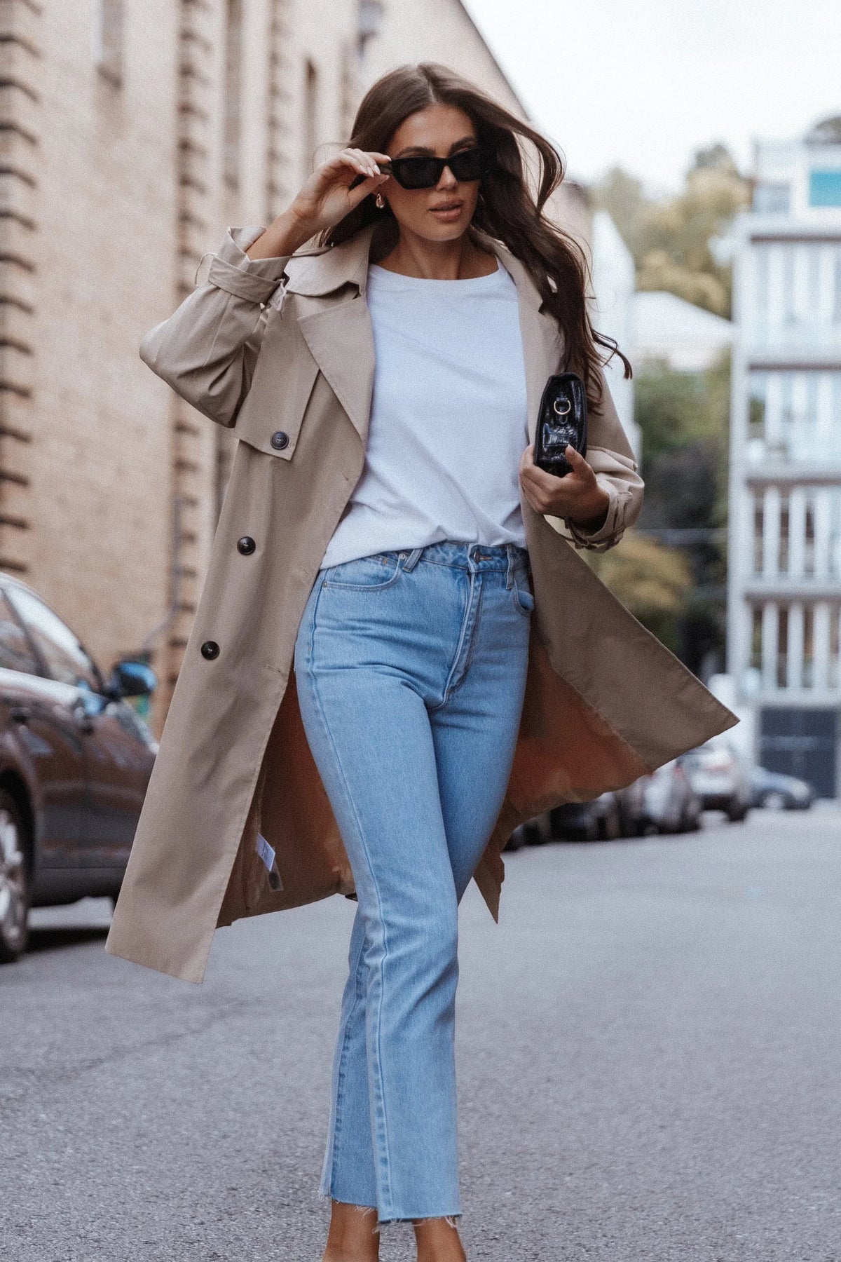 Trina Button Front Trench Coat Beige
