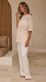 Arlo Oversized Sequin Top Beige Floral