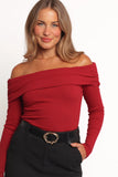 Thomsie Off Shoulder Knit Top Berry