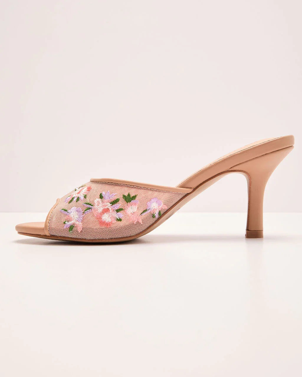 Evelora Floral Mesh Heel Mules