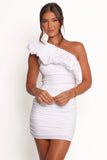 Roni One Shoulder Frill Mini Dress Ivory