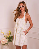Airy Whisper Floral Halter Neck Mini Dress