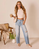 Lohan Super Stretch High Rise Distressed Relaxed Denim