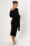 Prancer Off Shoulder Midi Dress Black