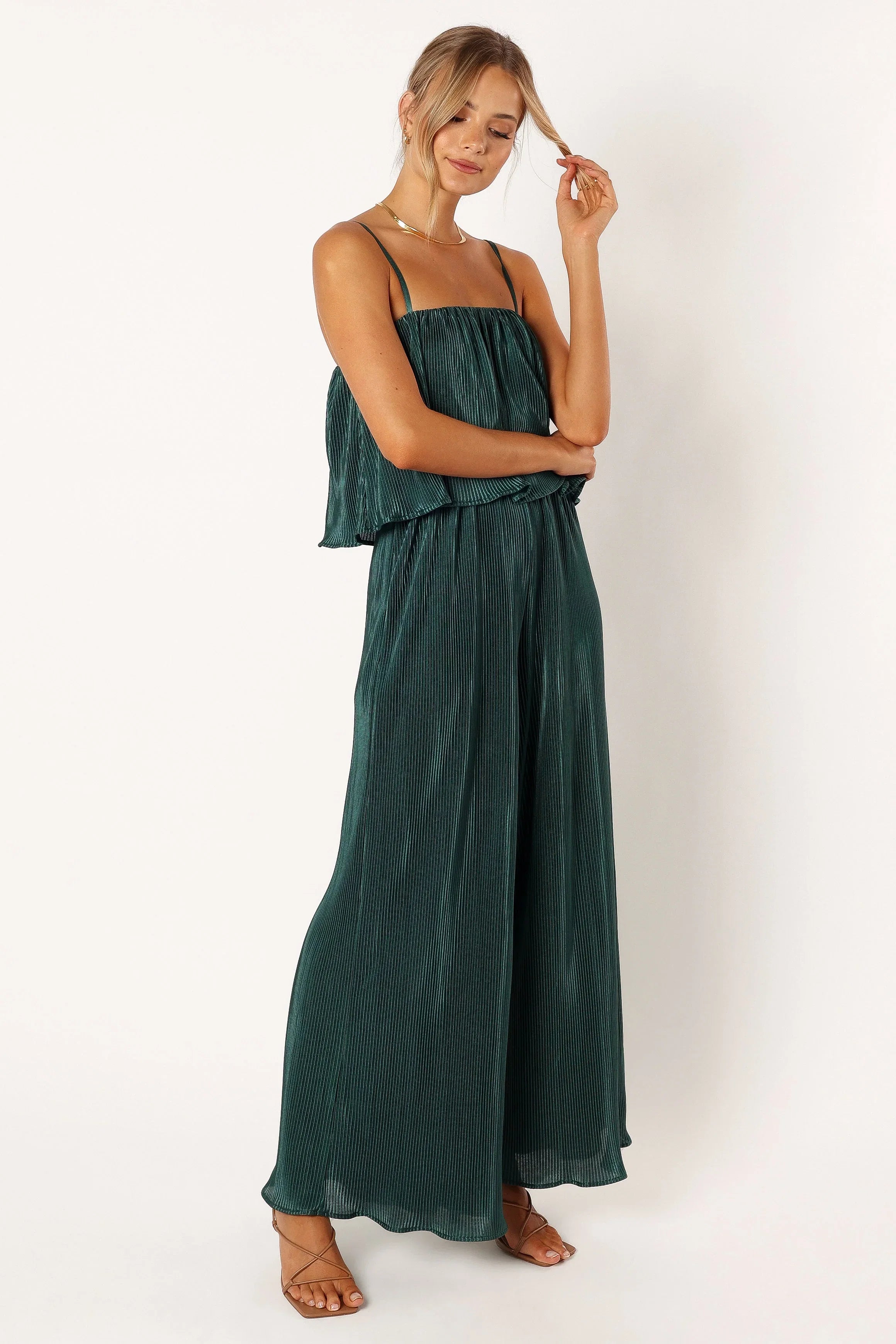 Jillian Plisse Jumpsuit Emerald