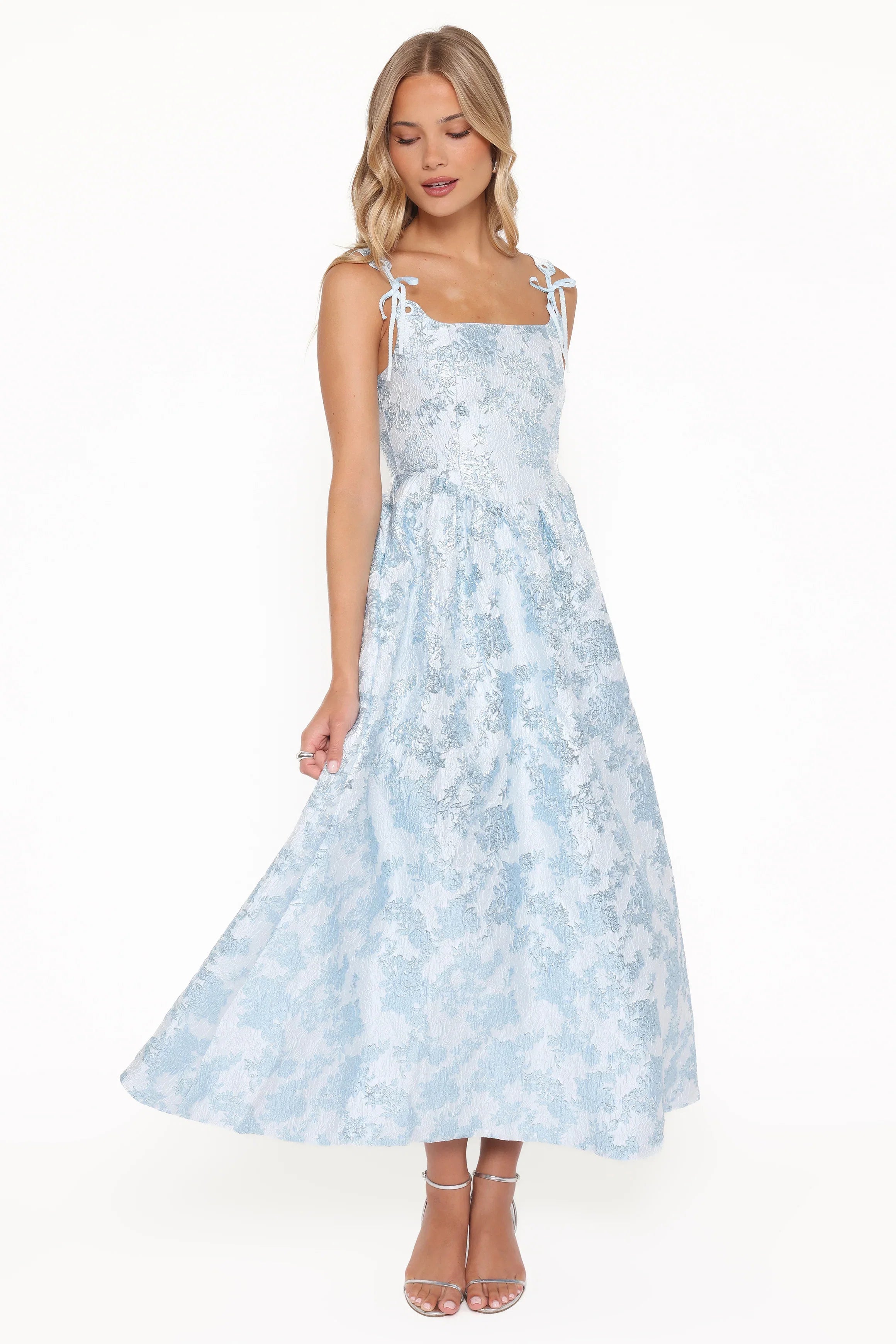 Marcelline Maxi Dress Blue Brocade