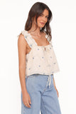 Marnie Top Ivory Blue Floral