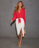 Miley Long Sleeve Tie Front Blouse