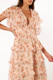 Wendi Ruffle Dress Dark Peach Floral