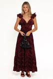 Harmony Maxi Dress Burgundy Metallic Floral