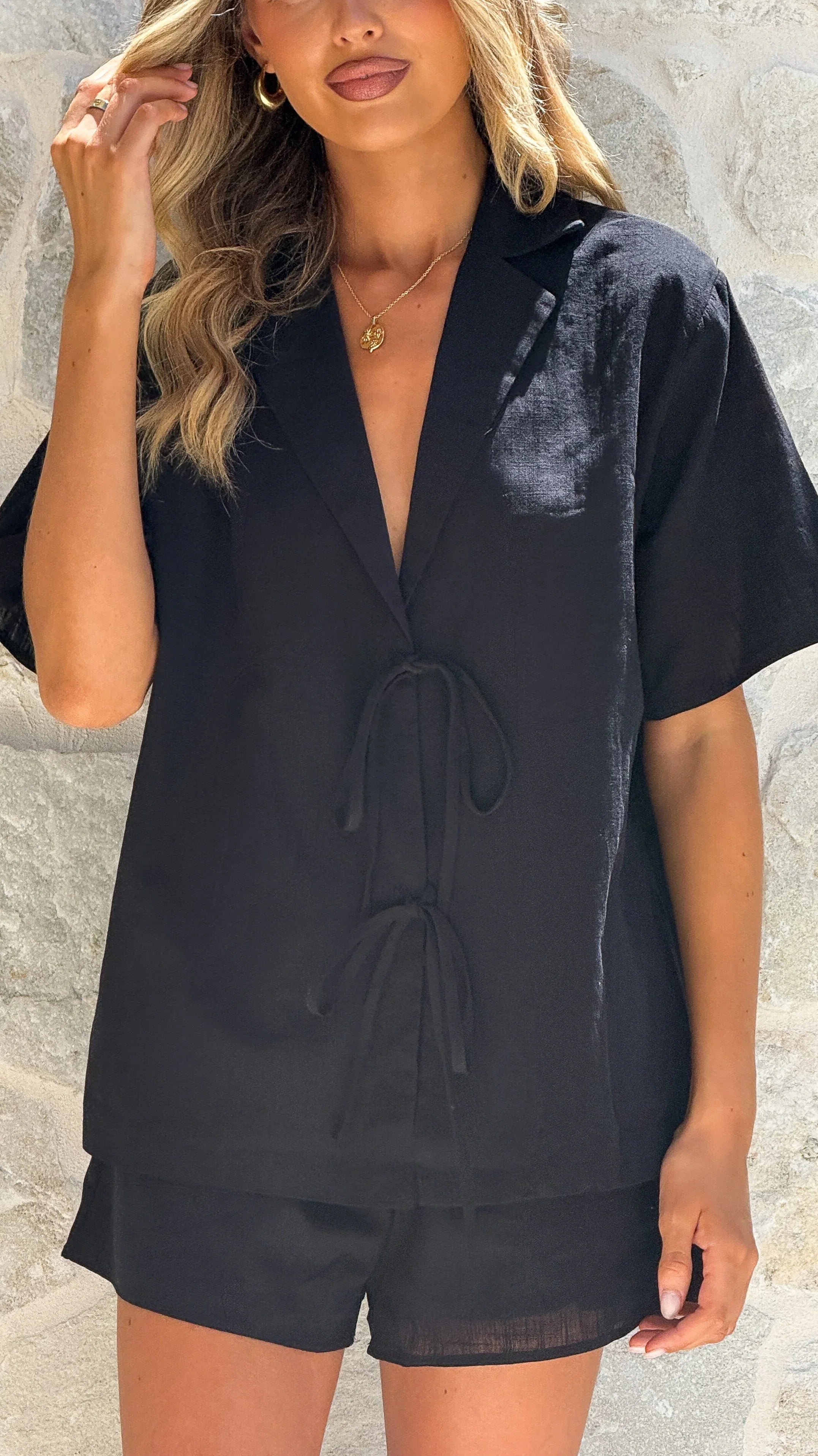 Vesper Top and Shorts Set Black