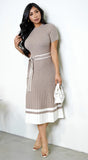 Nyxara Contrast Midi Dress Beige