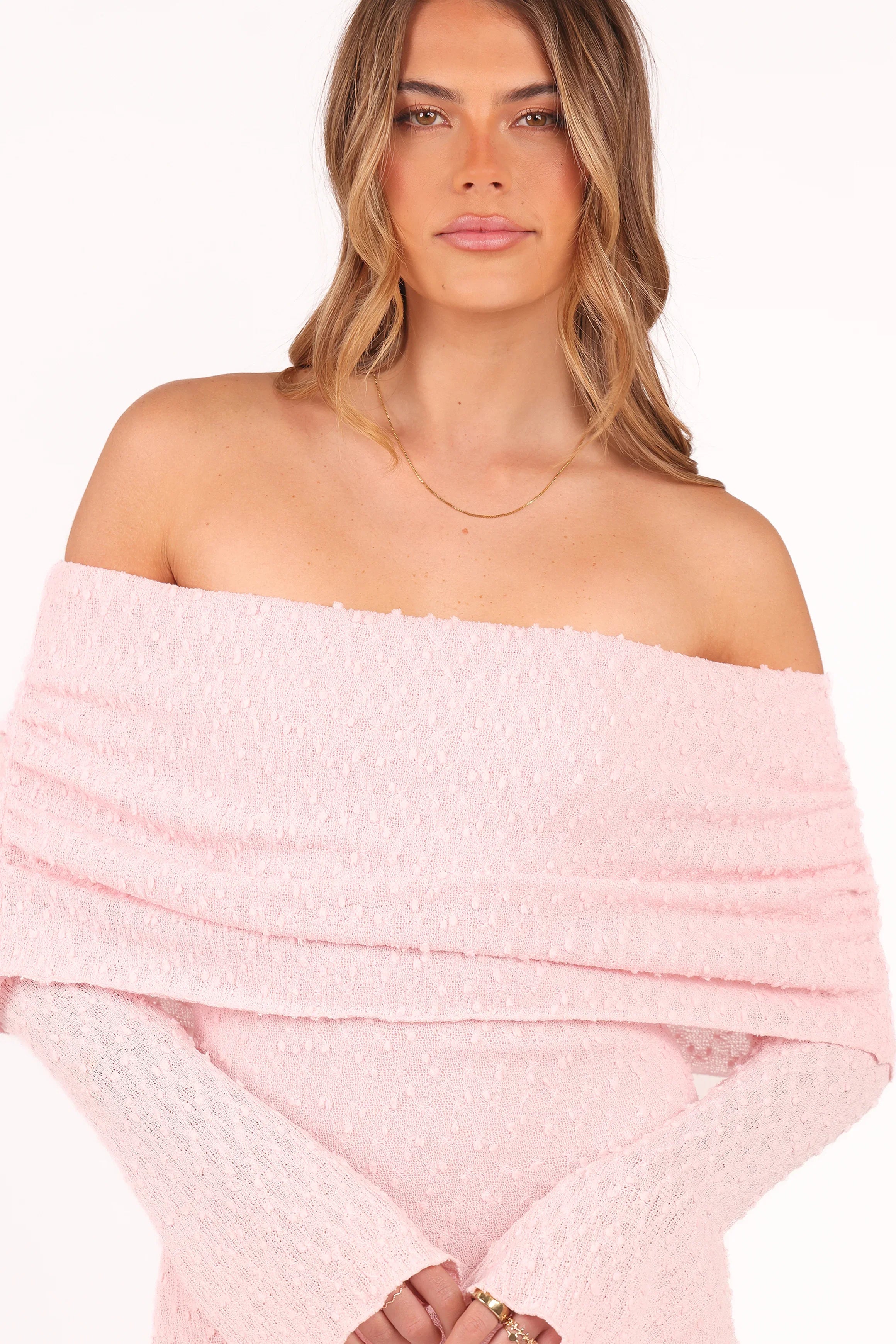 Wilma Off Shoulder Dress Pink