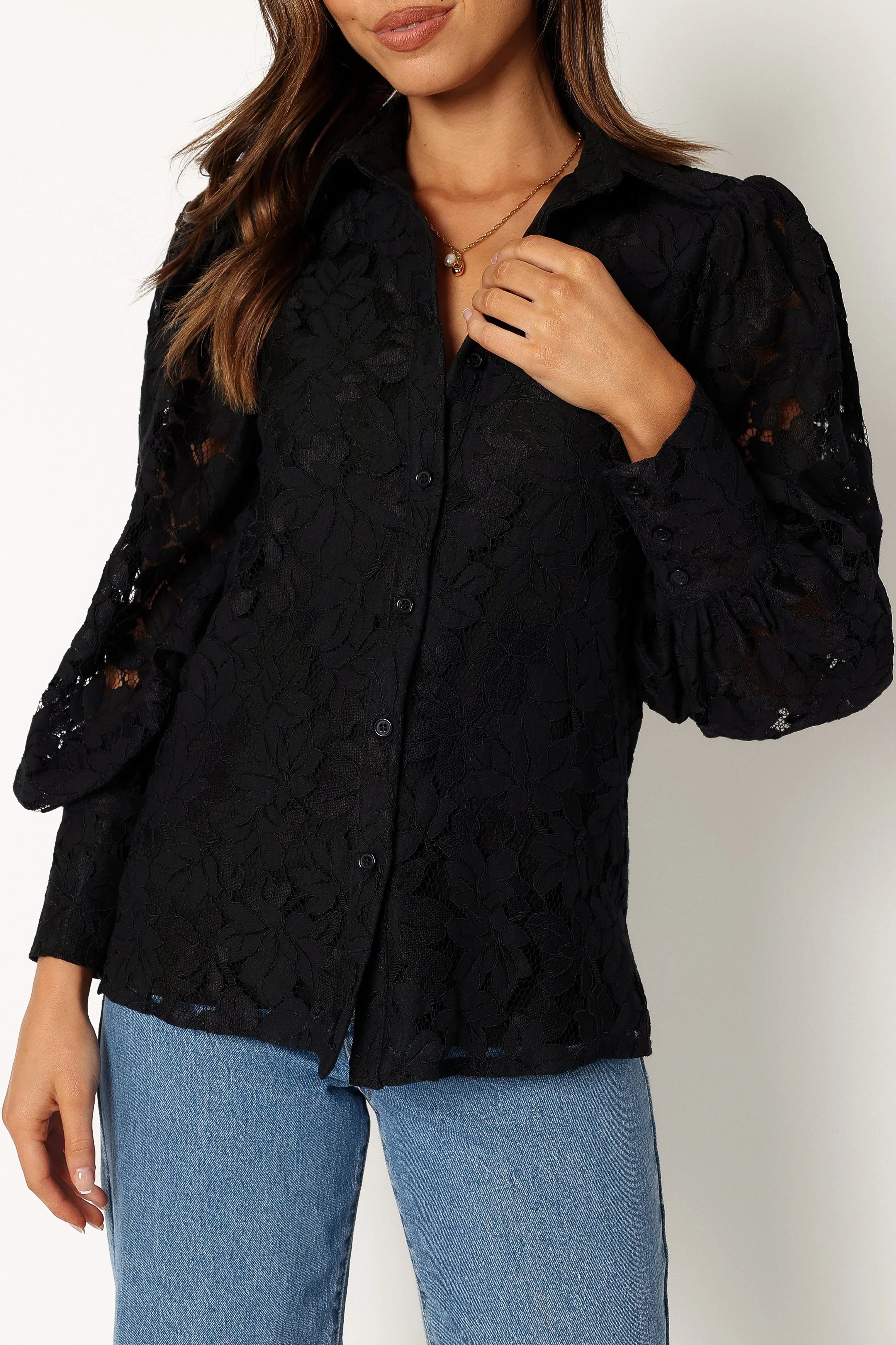 Tadeo Lace Shirt Black