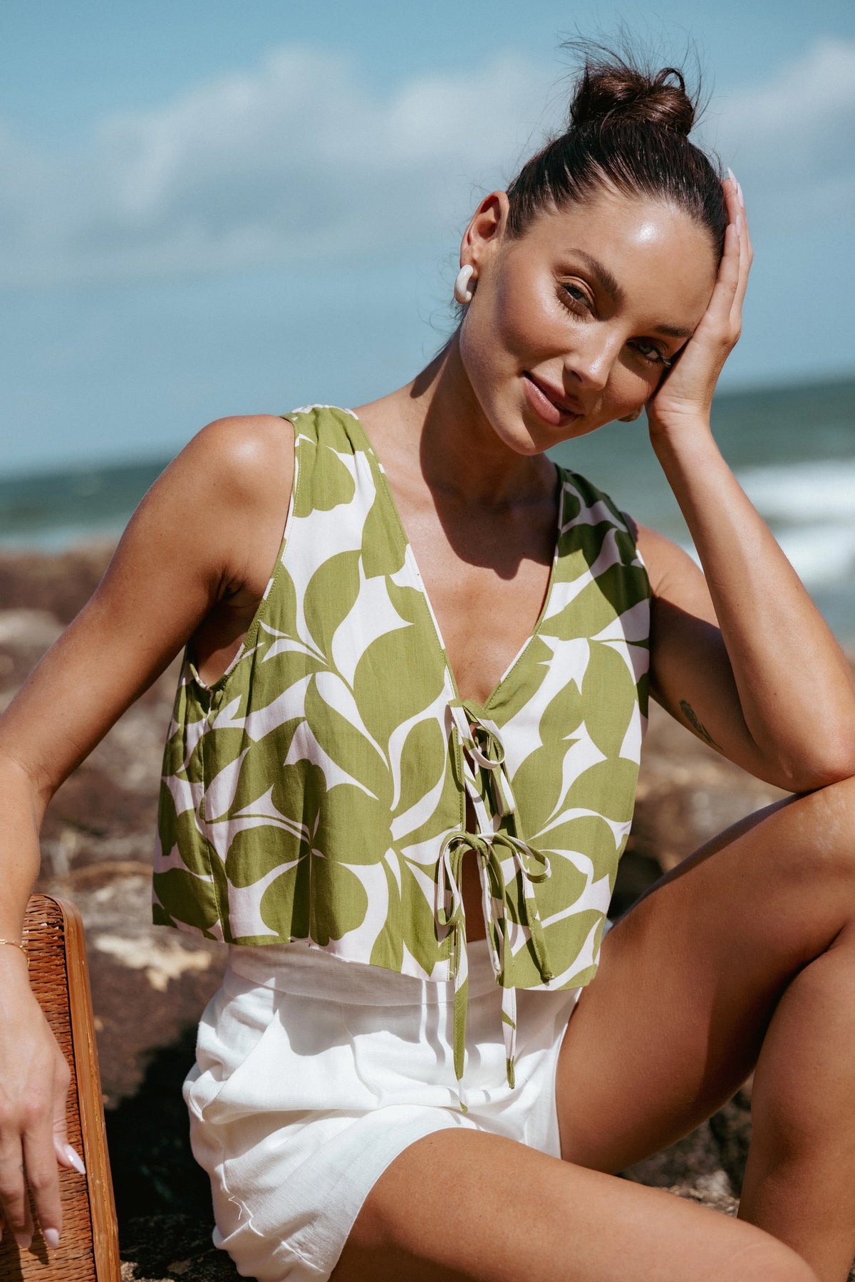 Valia Tie Top Green Floral