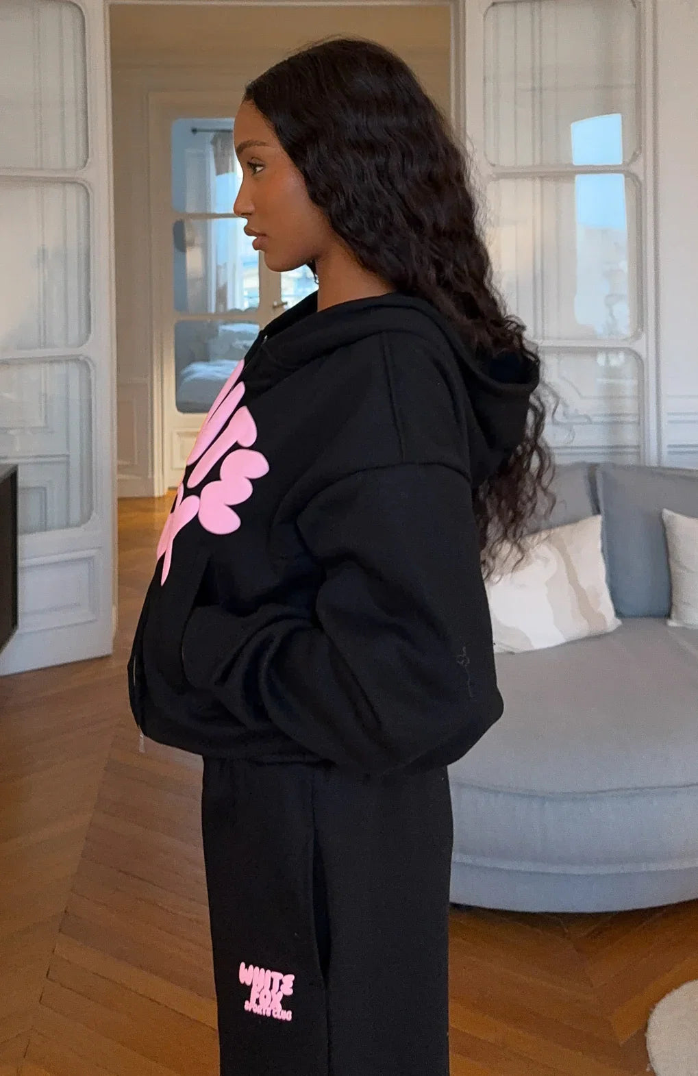 Club 14 Allie Boxy Zip Front Hoodie Black