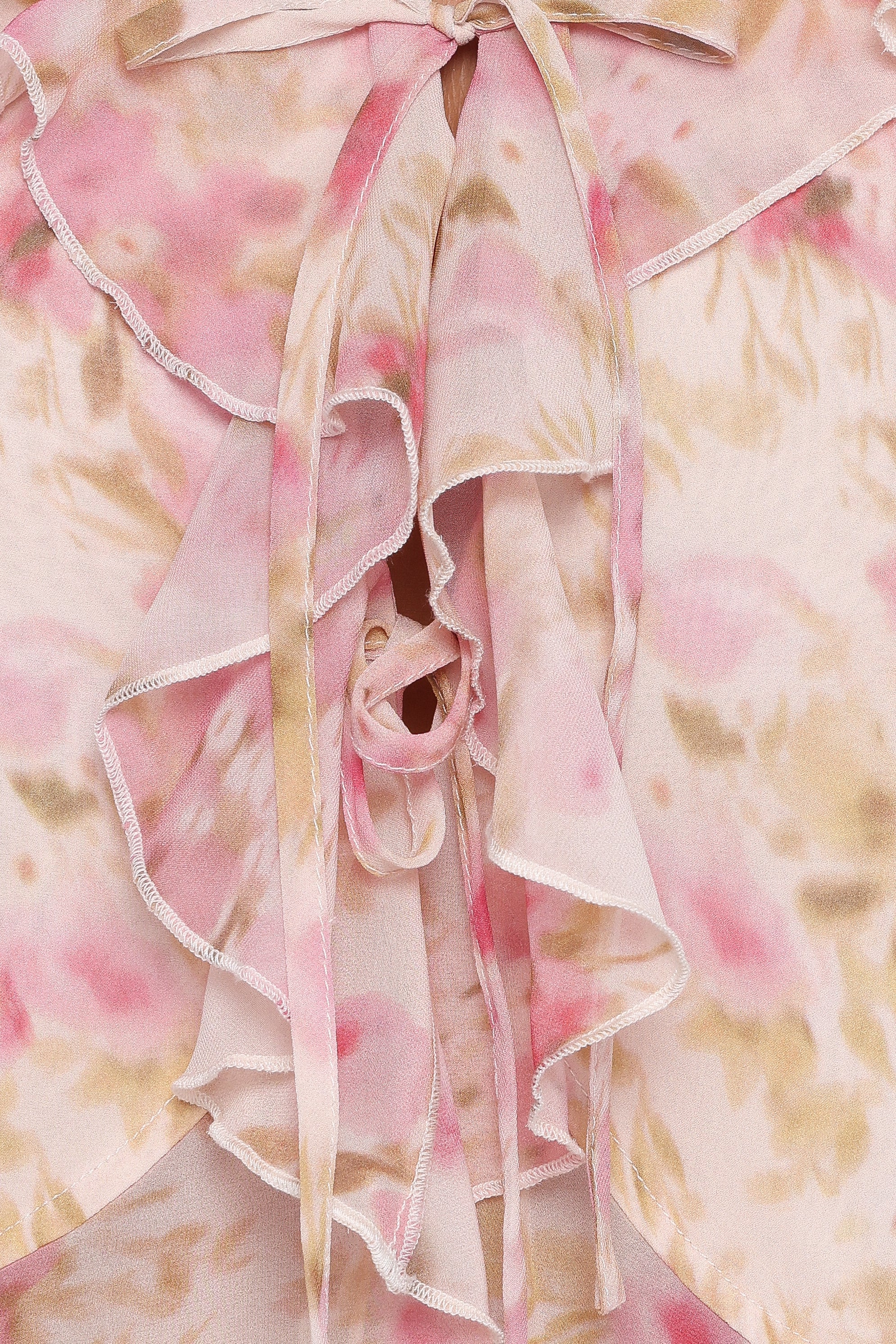 Ismena Tie Front Top Blurred Pink Floral