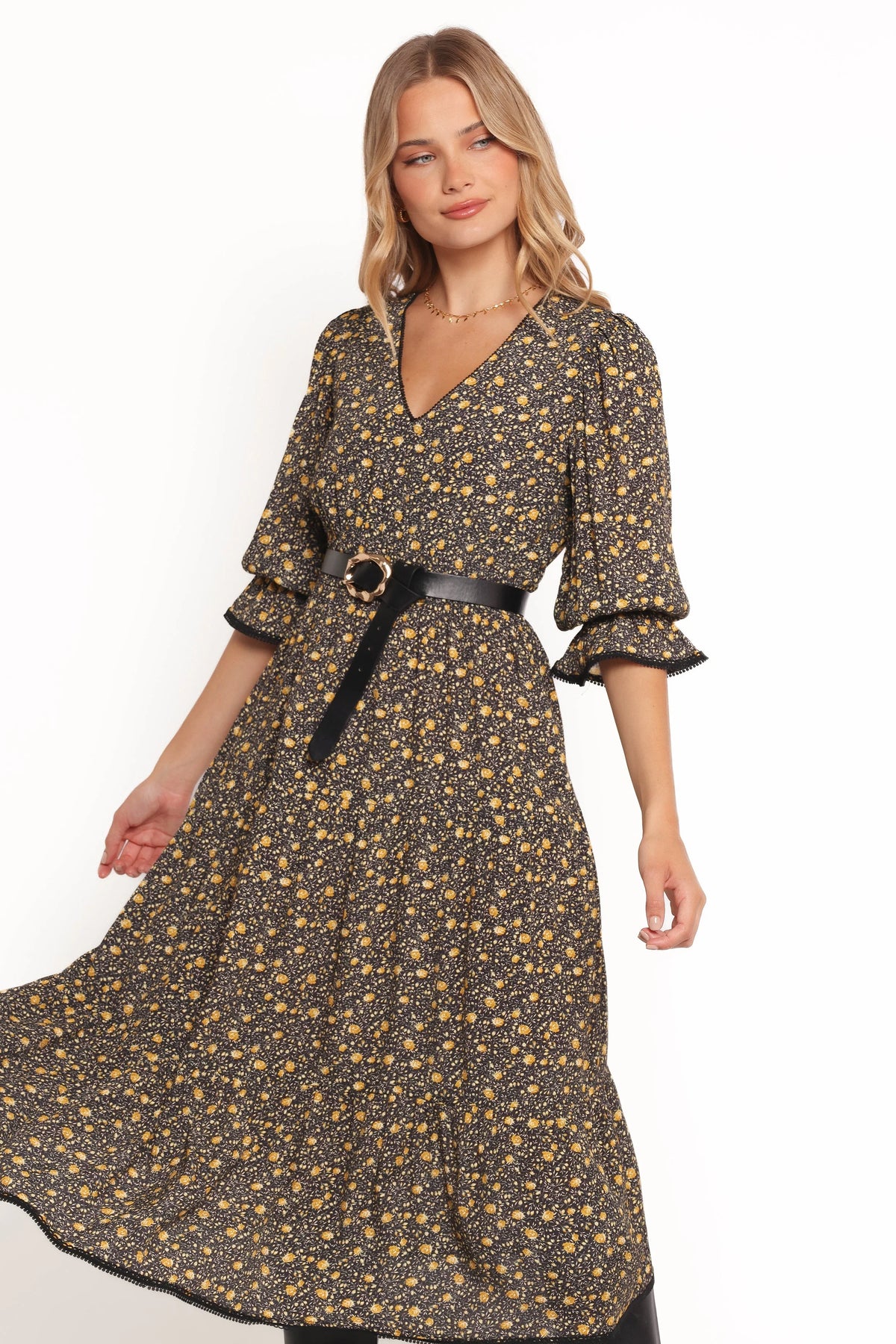 Simone Midi Dress Midnight Daisy