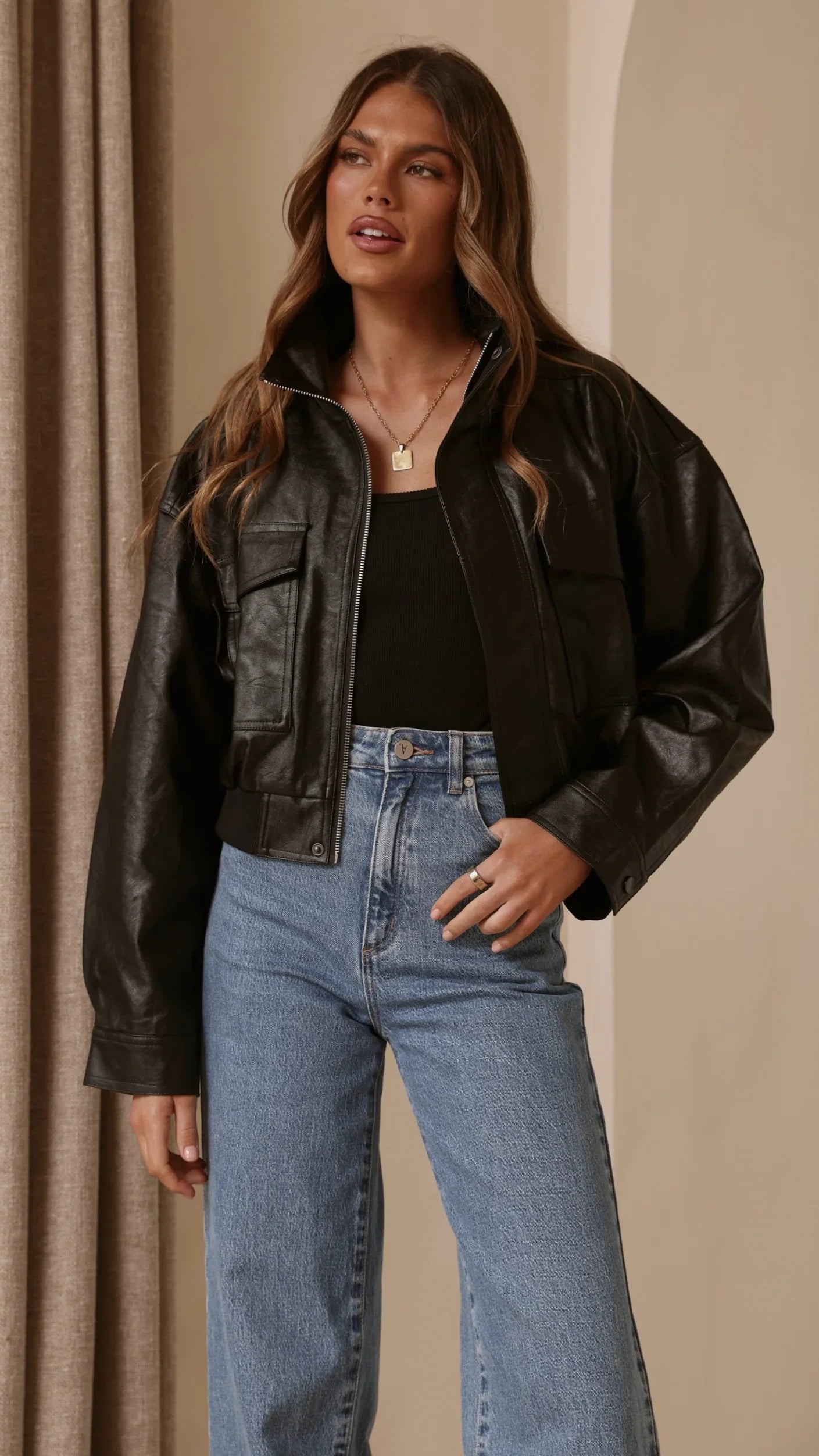 Hugo Funnel Neck Jacket Black