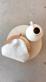 Etta Tweed Timber Frame Clutch White