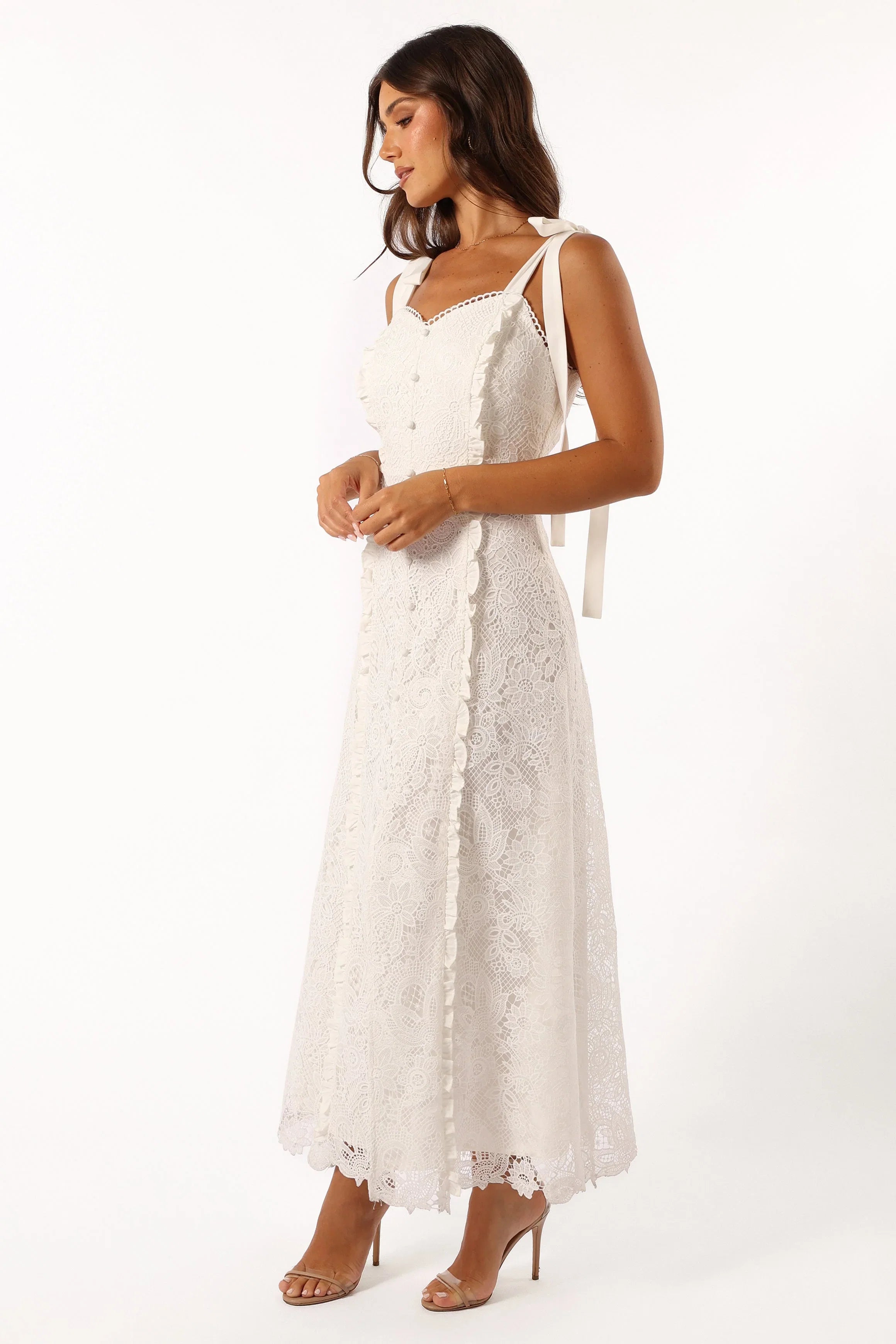 Jagger Midi Lace Dress White