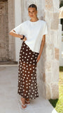Onella Semi Sheer Maxi Skirt Chocolate White Polka Dot