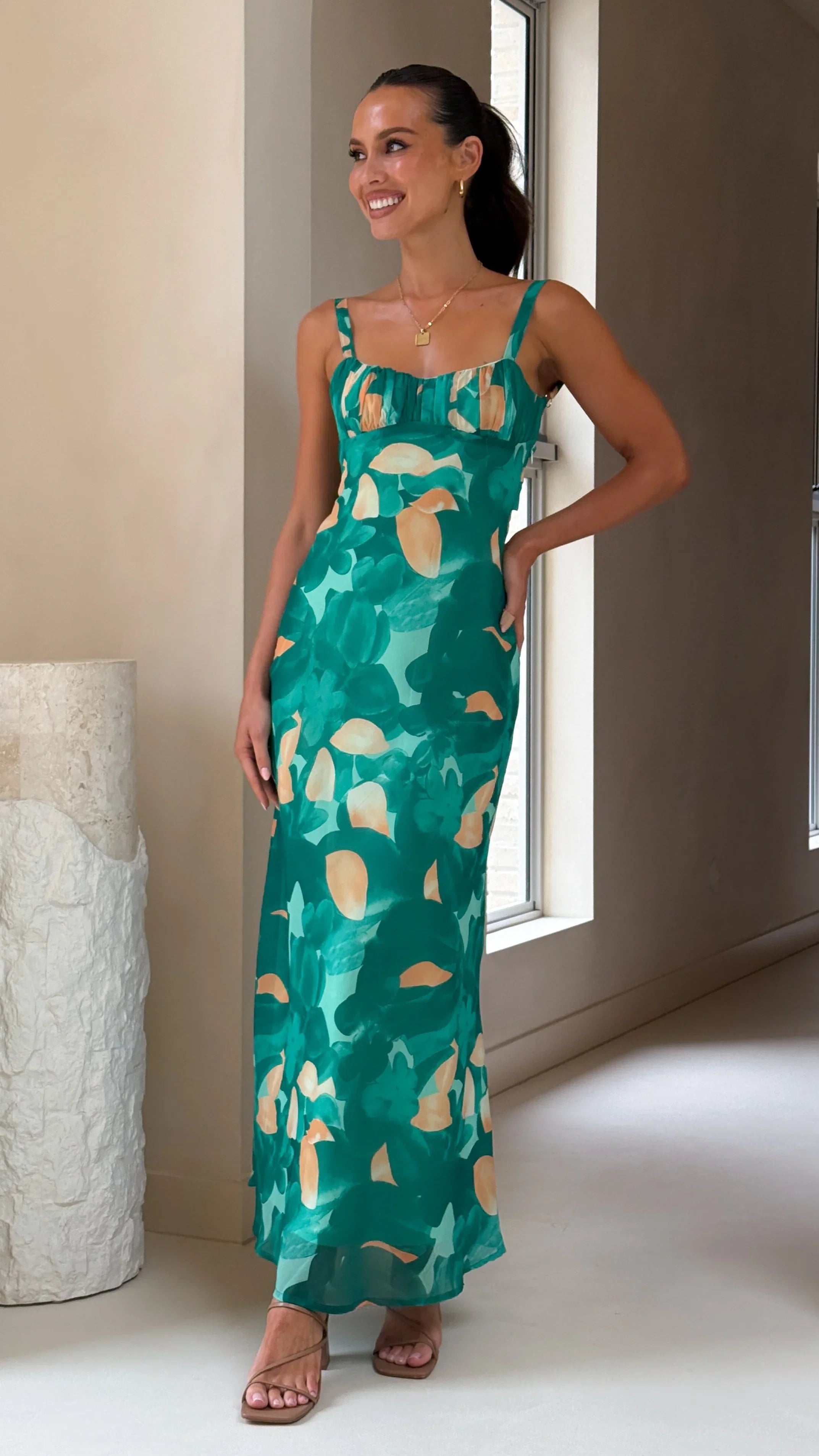 Margo Midi Dress Green Print