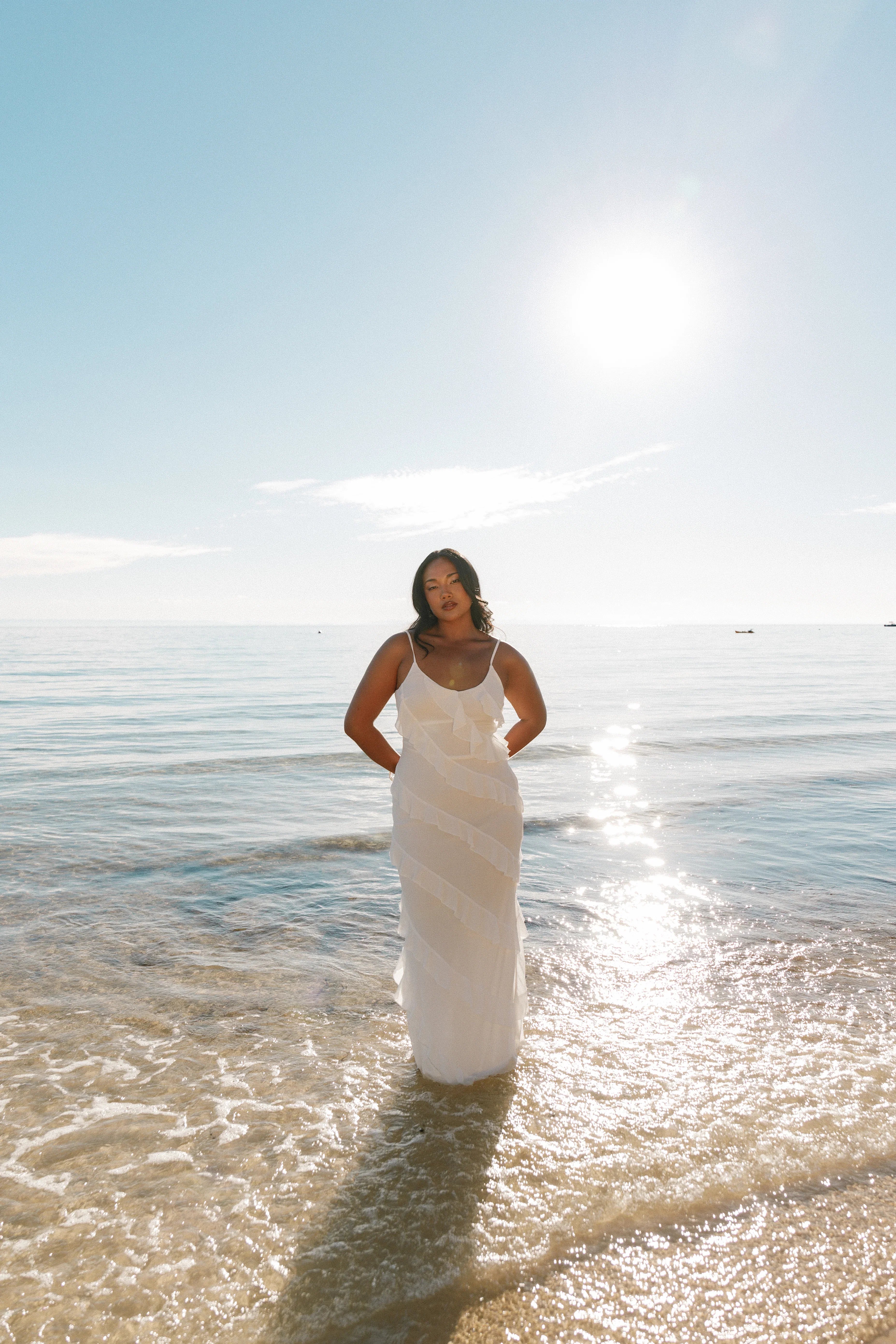 Ciao Ruffles Maxi Dress Cloud White