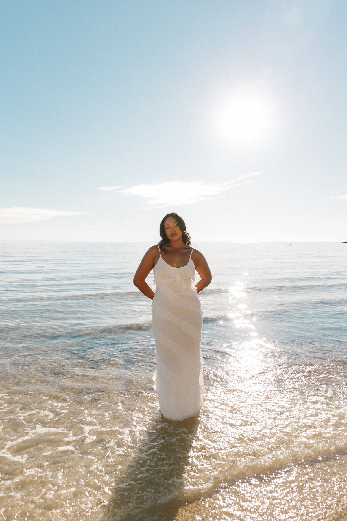 Ciao Ruffles Maxi Dress Cloud White
