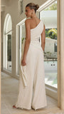 Leela One Shoulder Top and Pants Set Beige
