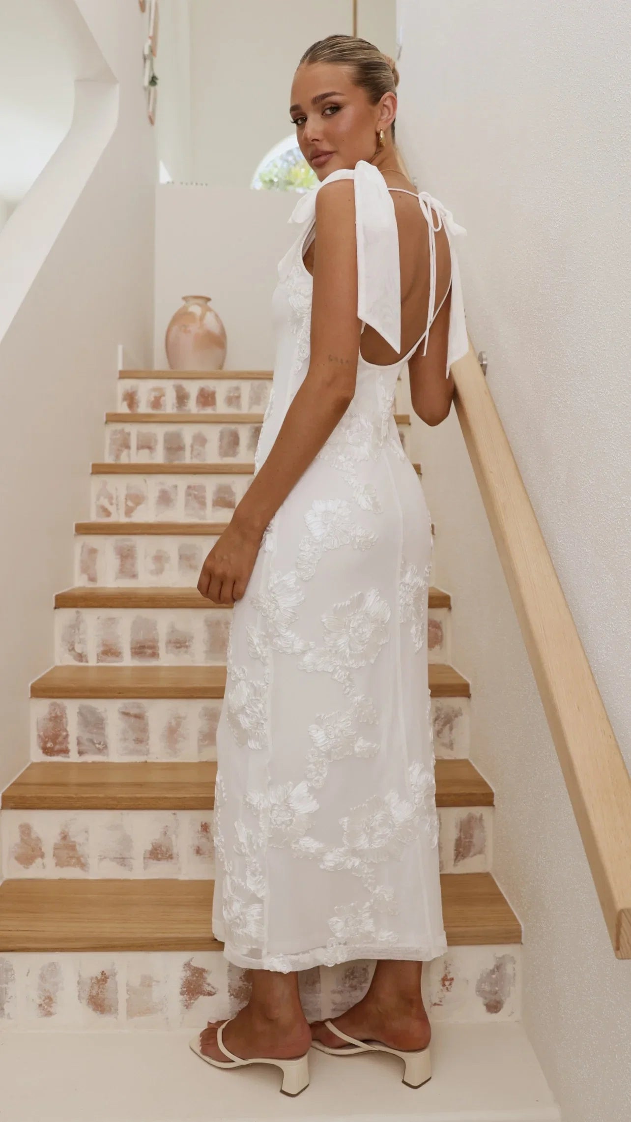 Usha Tie Strap Maxi Dress White