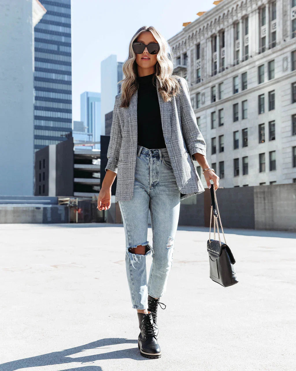 Oxnard Pocketed Houndstooth Blazer