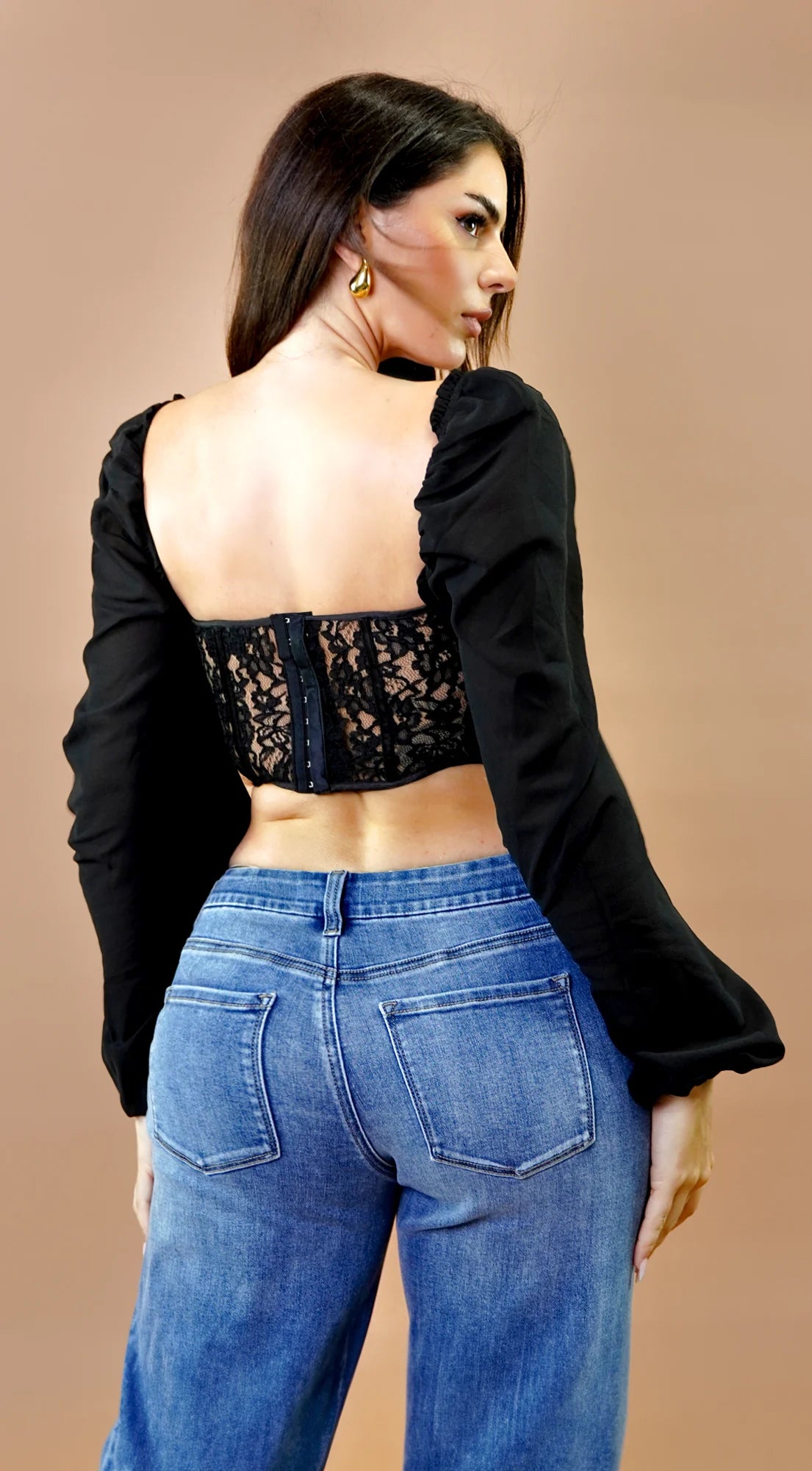 Noir Lace Corset Top Black