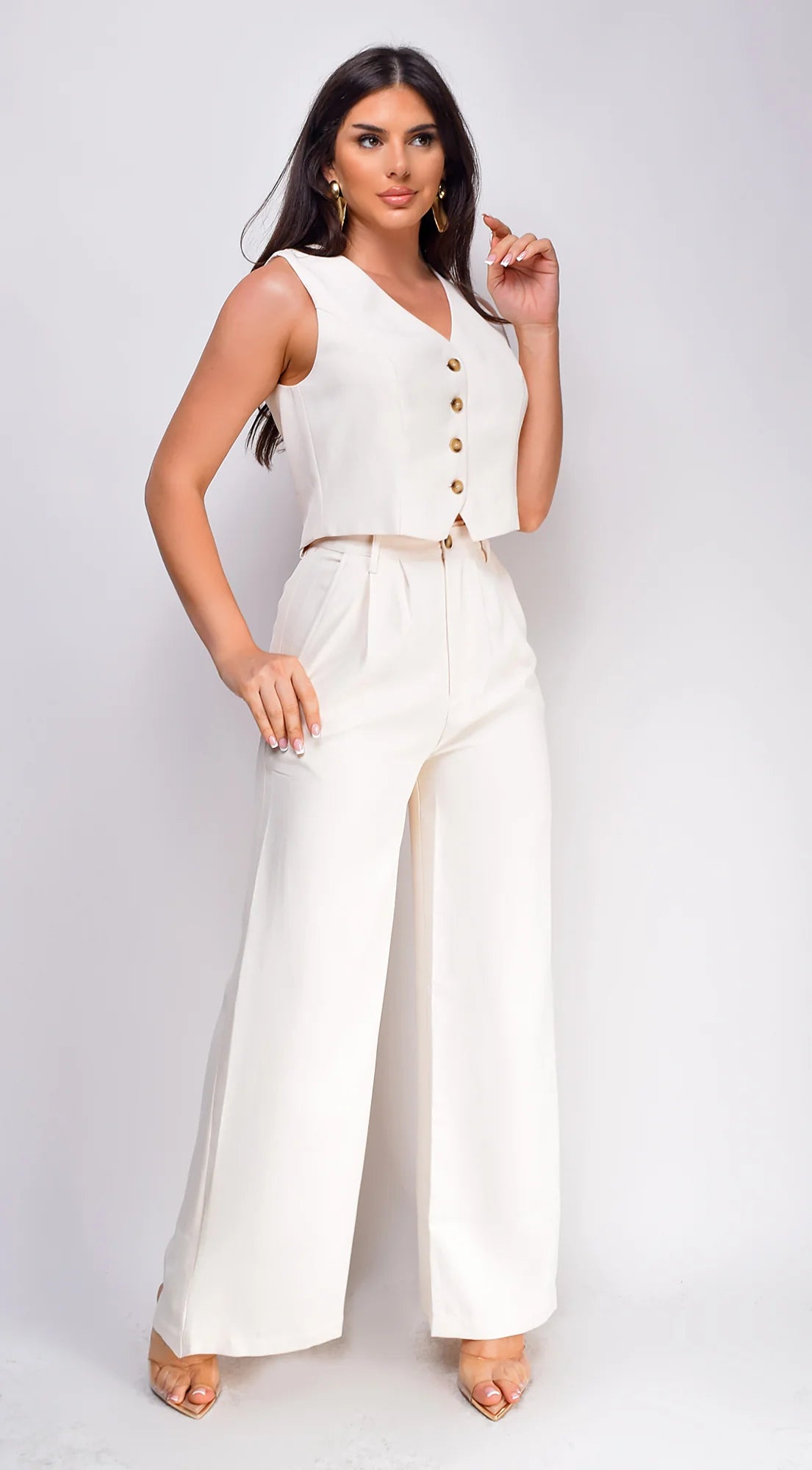 Raine Light Beige Vest Pants Set