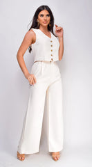 Raine Light Beige Vest Pants Set