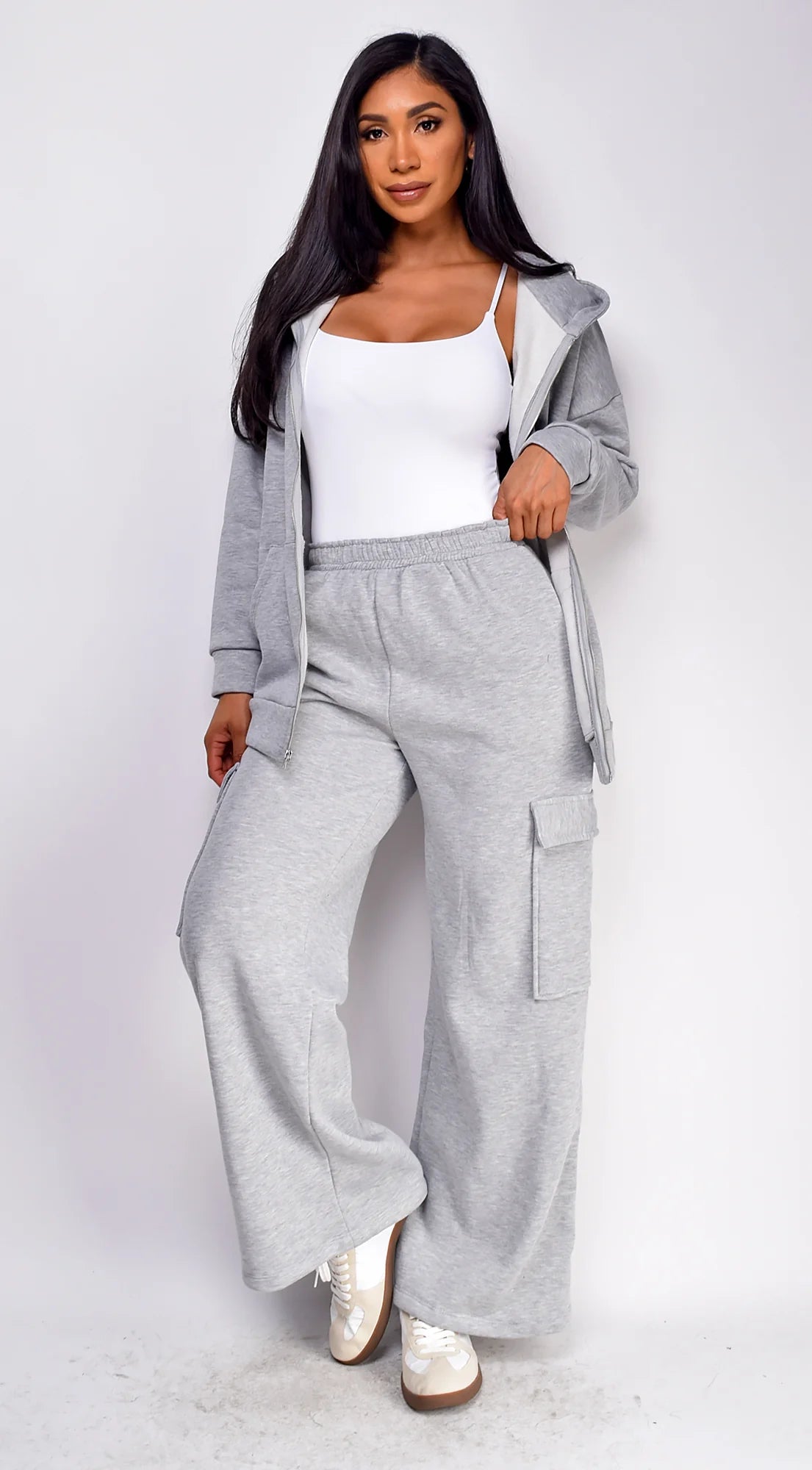 Everywhere Zip Up Oversized Hoodie Gray
