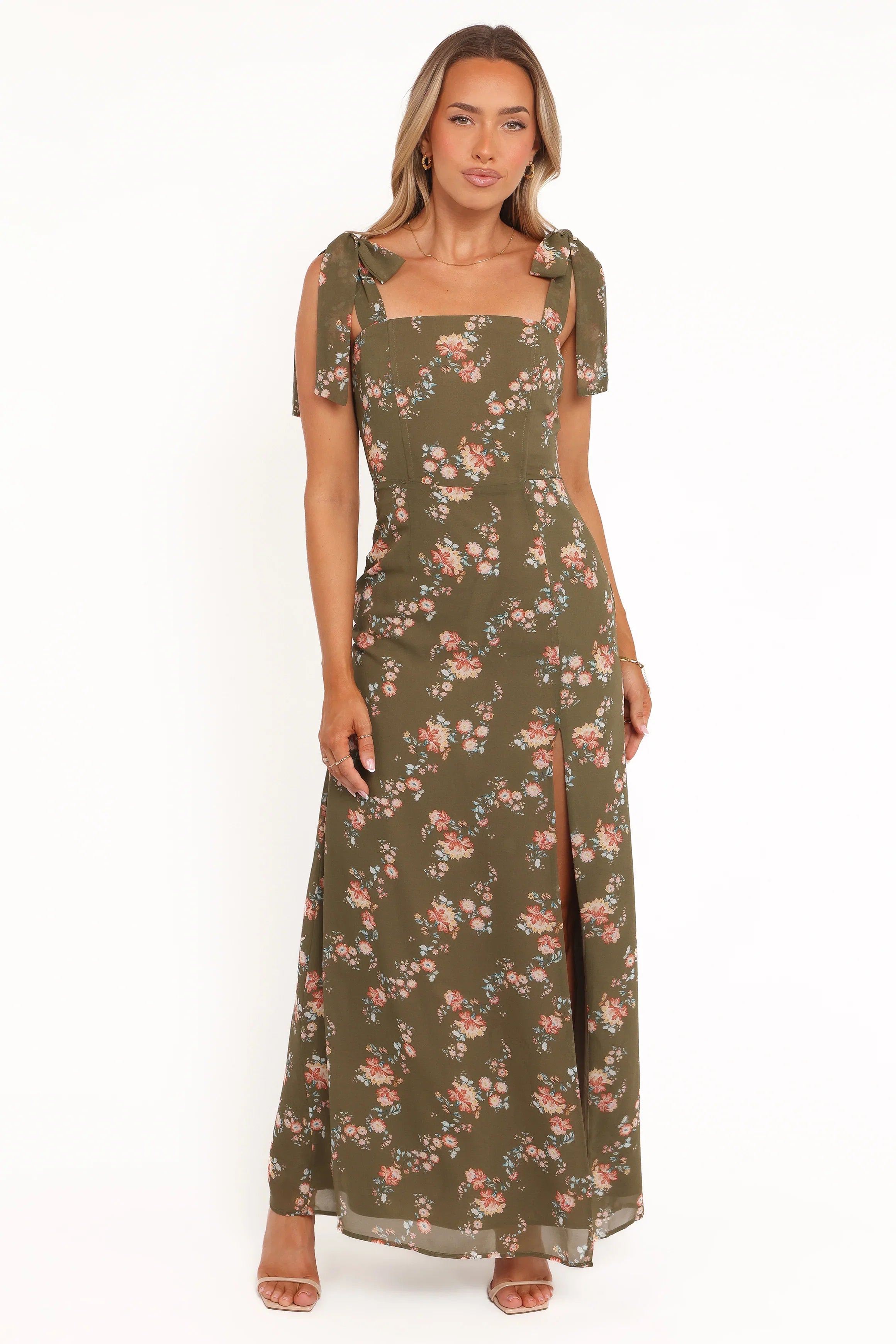 Renita Maxi Dress Olive Floral