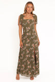Renita Maxi Dress Olive Floral
